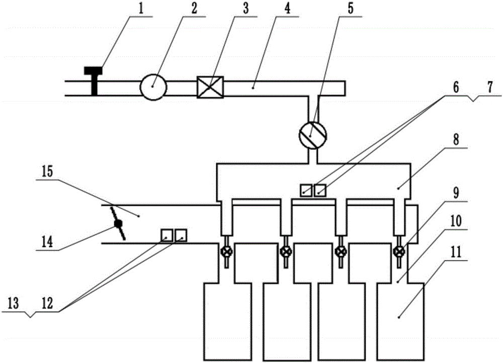 Multi-point gas electric control spraying system and method based on pressure-time control