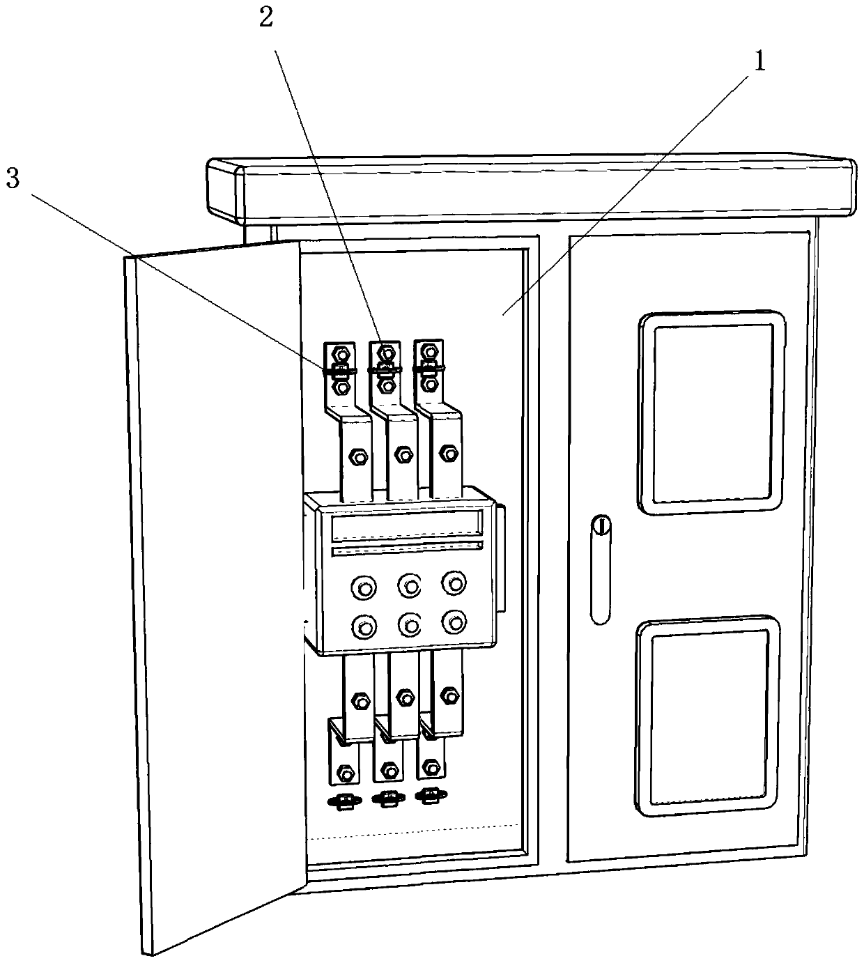 Distribution box with wireless passive temperature sensing device