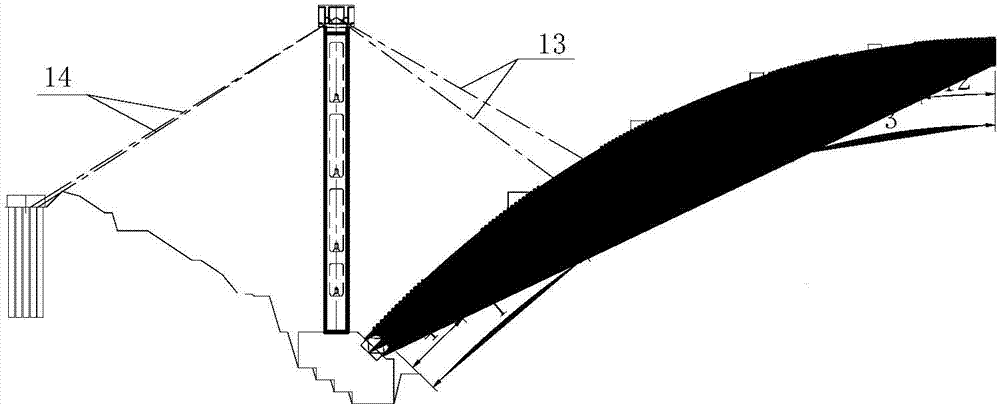 Construction method of outer wrapped concrete obliquely pulling and buckling and ring and section dividing combination method