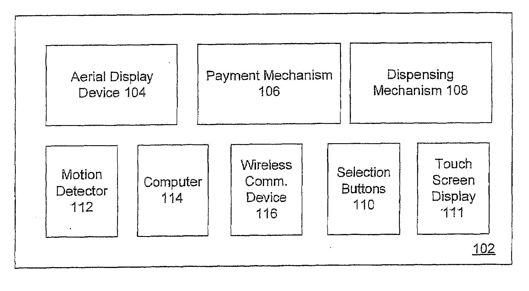 Vending machine having aerial display system