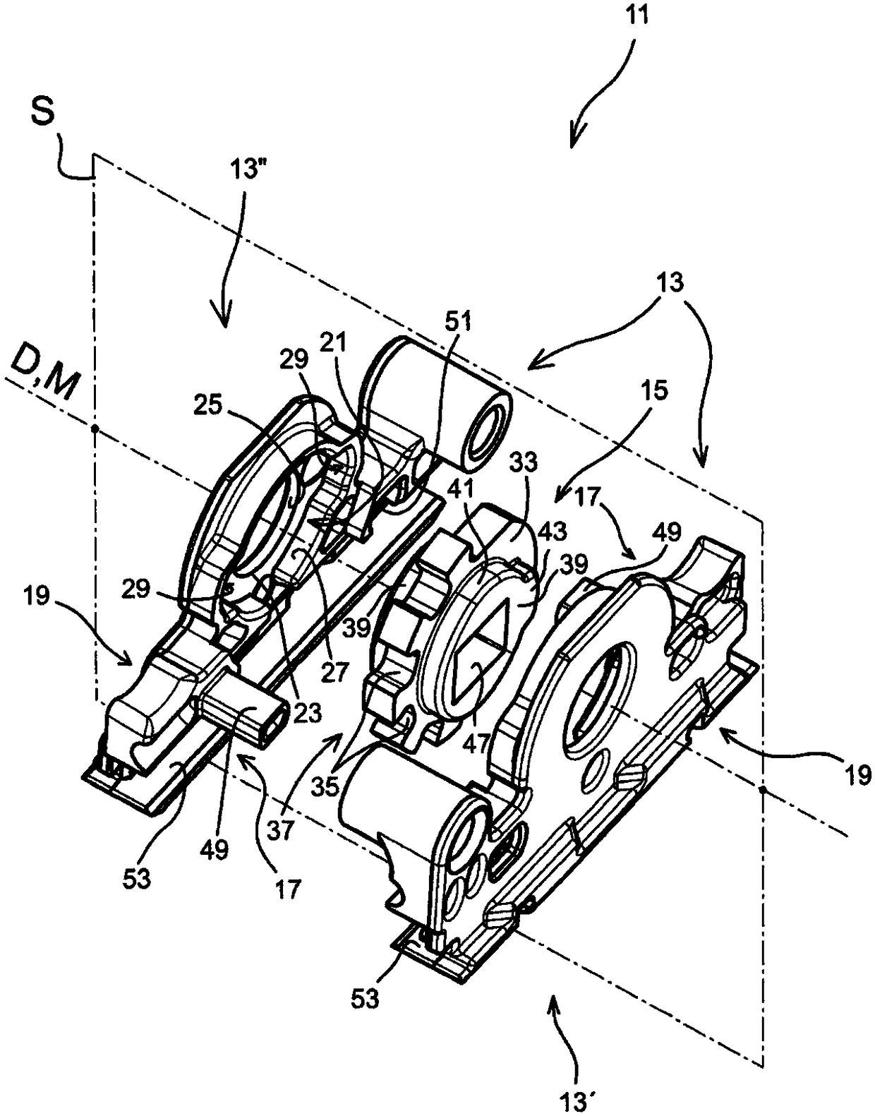 Gearing for fitting assembly of window, door, or like