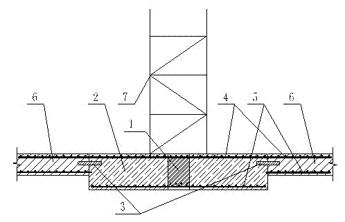 Tower crane foundation in building basement and manufacturing method of tower crane foundation