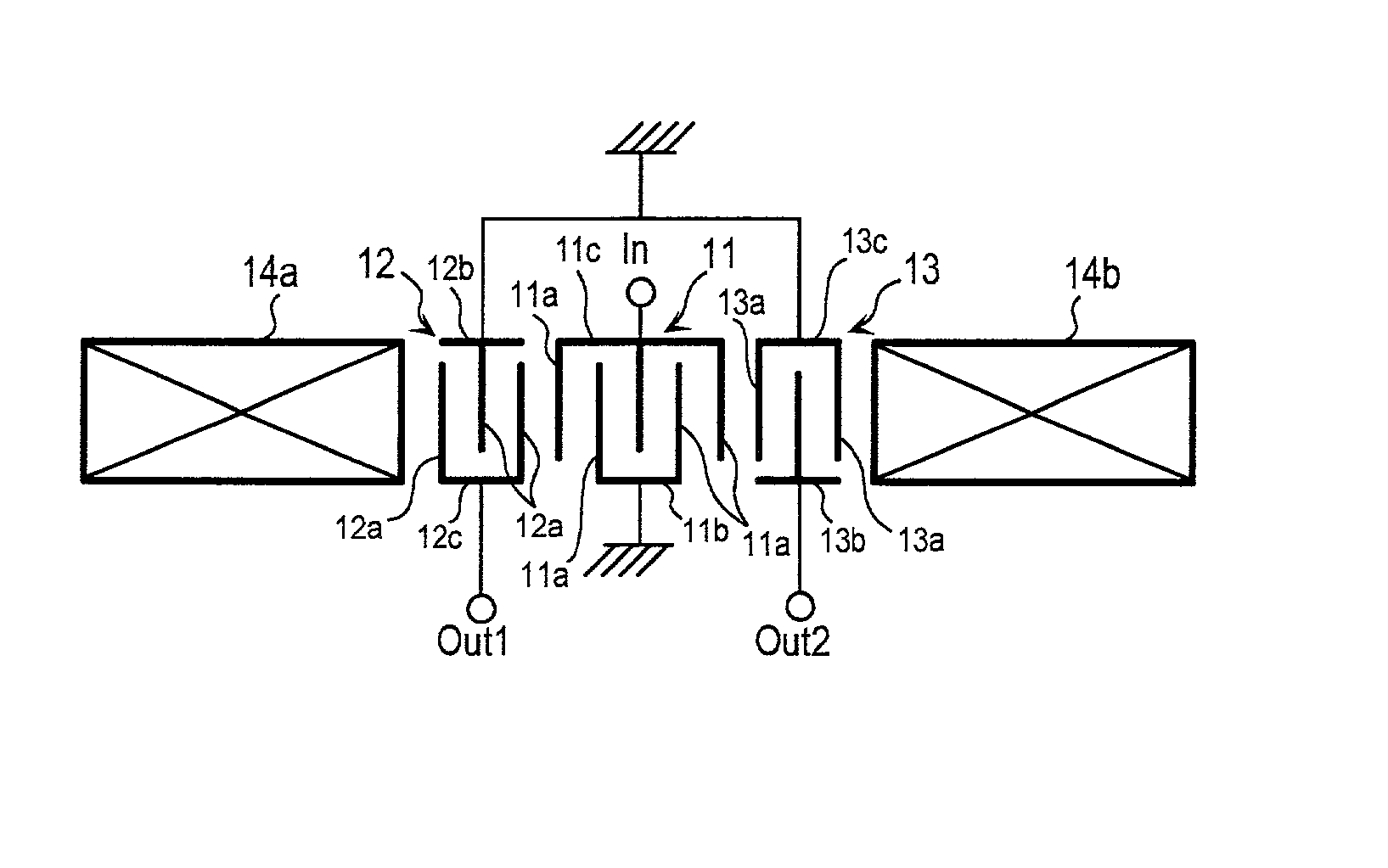 Longitudinal coupled multiple mode surface acoustic wave filter