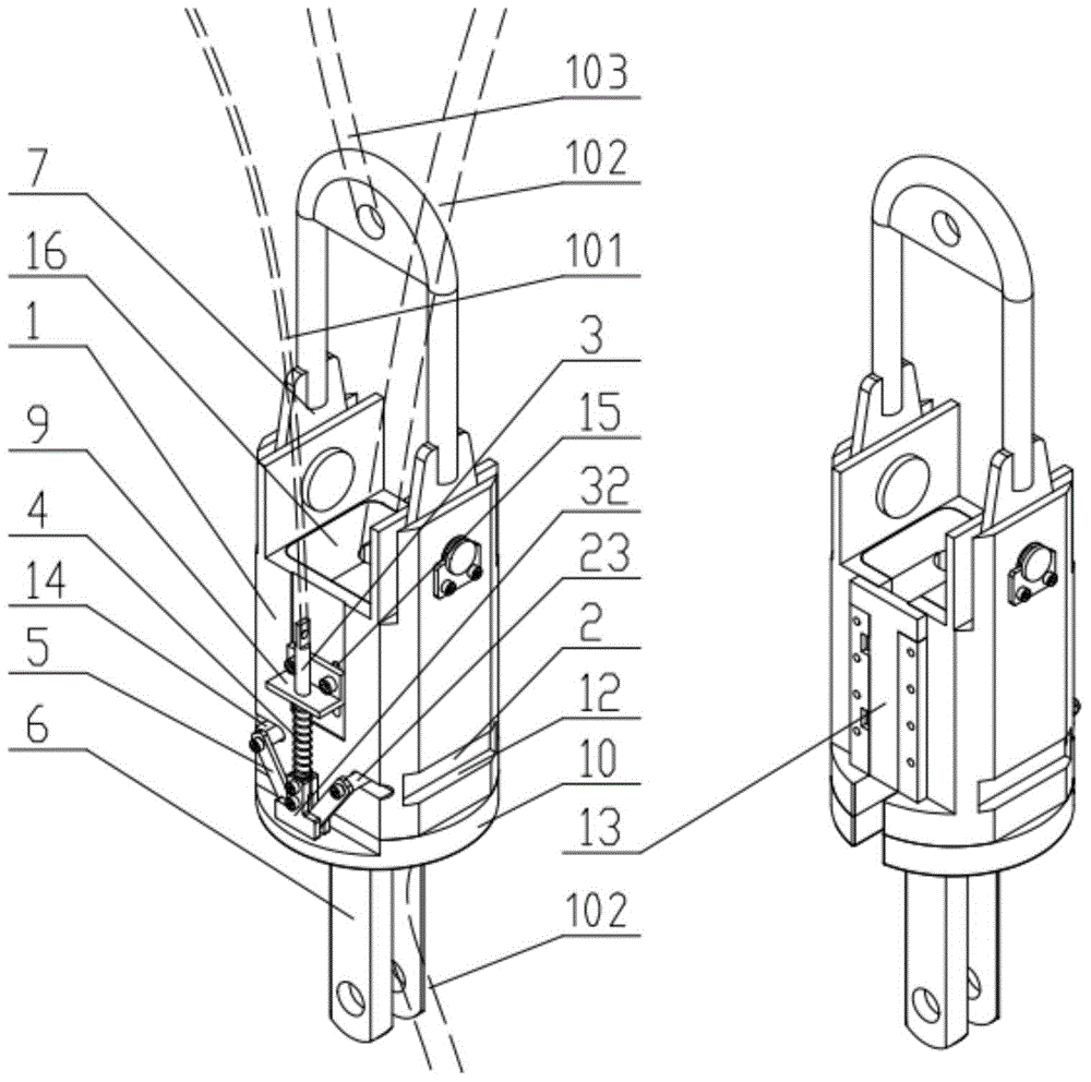 Hoisting cable automatic connection device for underwater robot