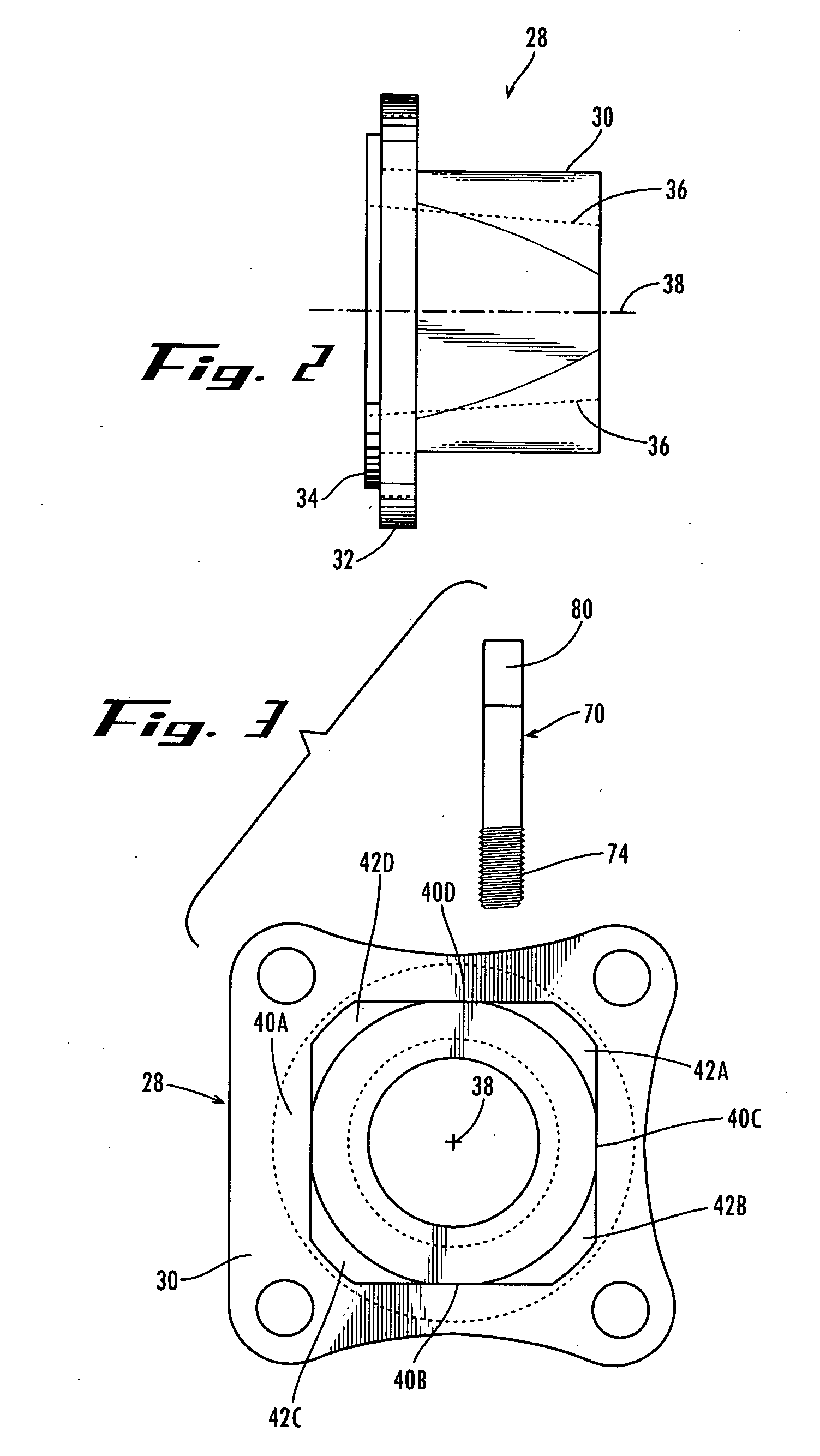 Axle with removable spindle and cam key