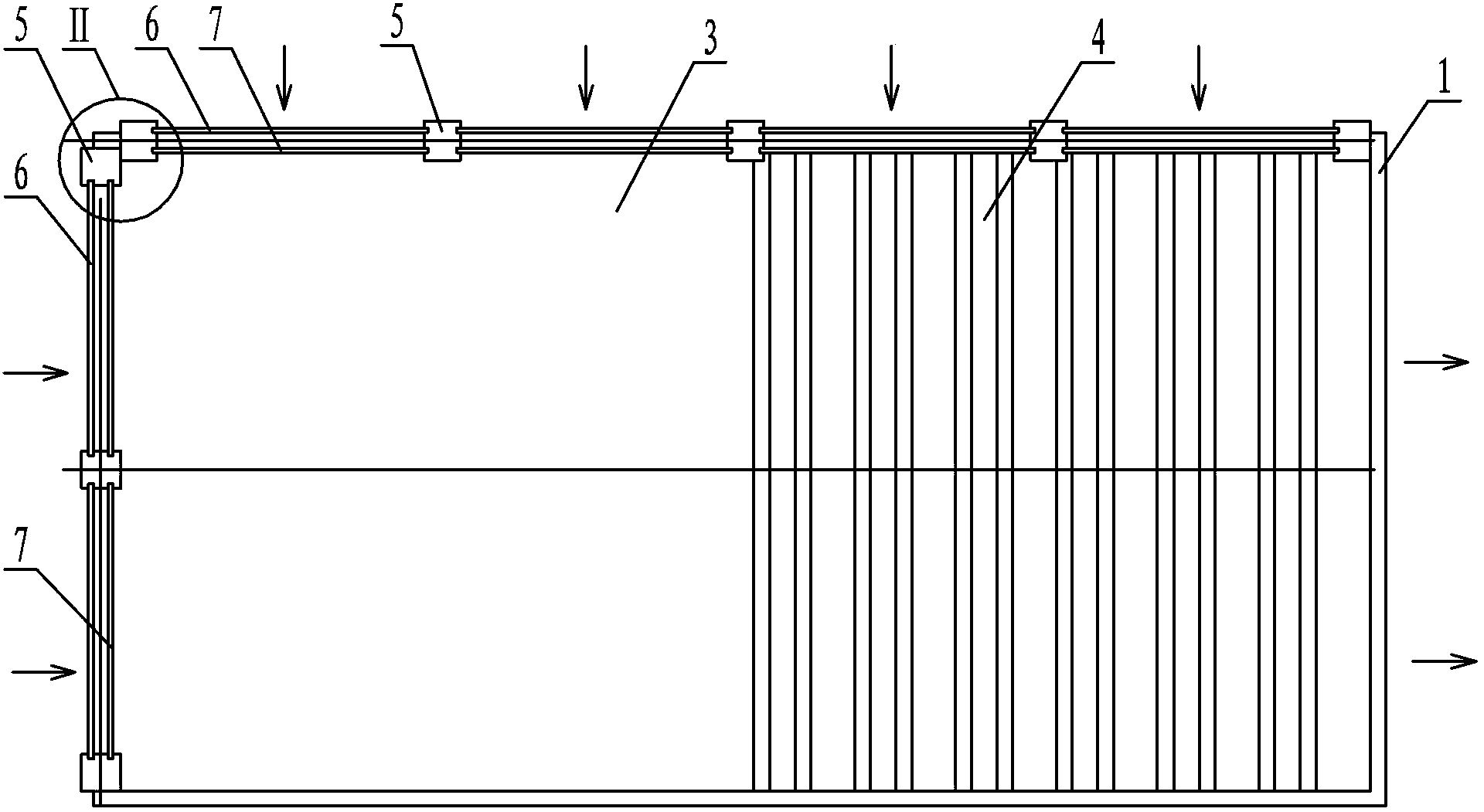 Water-level-variable terminal catchment inclined tube or inclined plate sedimentation tank