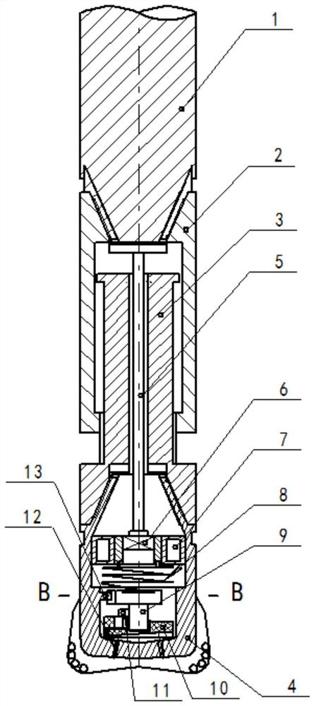 A hydraulic double-acting shock and rotary impactor inside a pdc drill bit