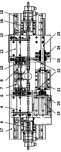 Long shaft double-head turning and clamping drive device and method