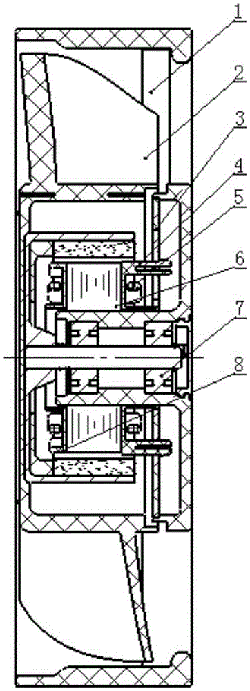 Anti-salt-fog DC fan with potting structures at two sides