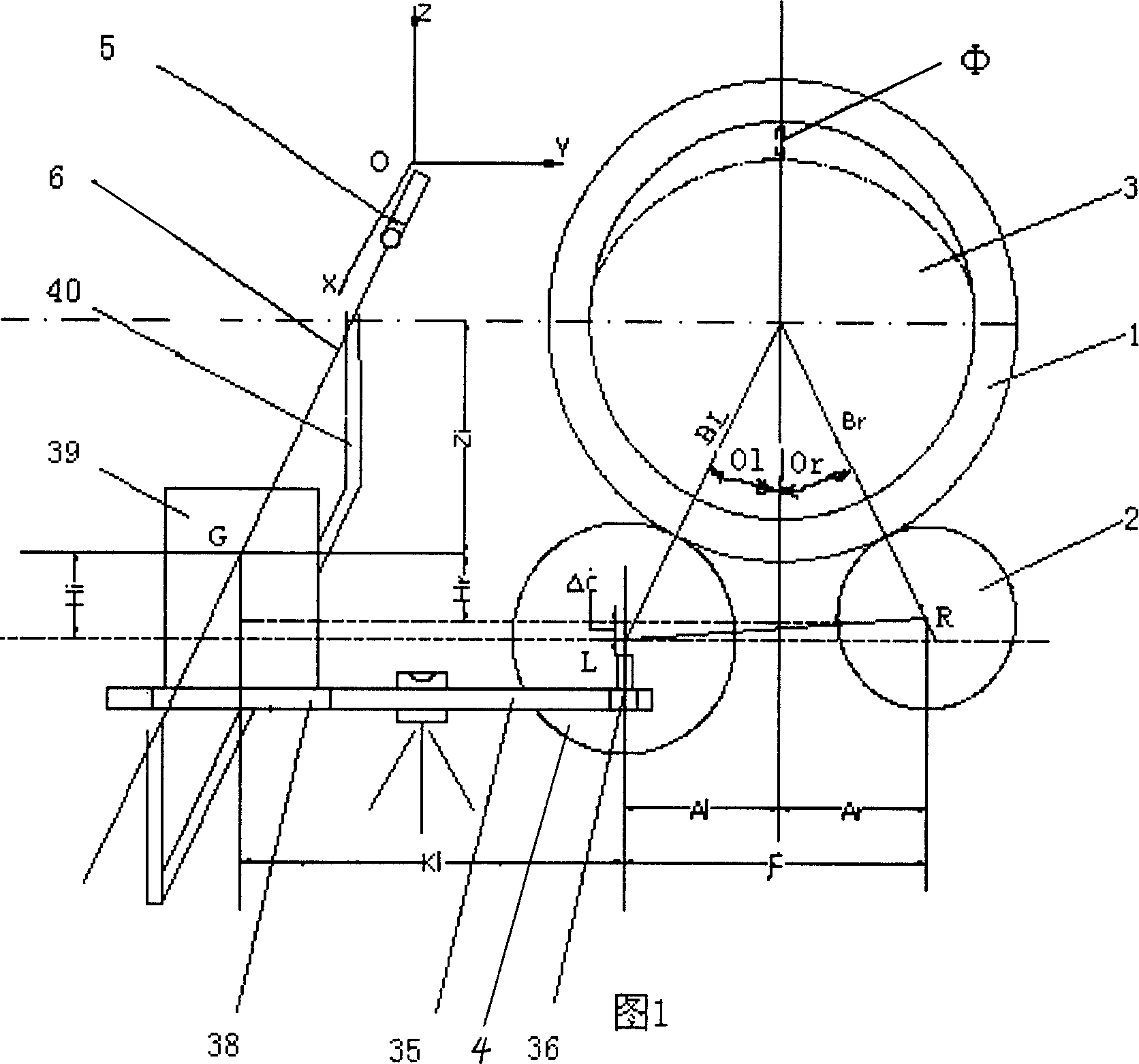 Rotary kiln riding wheel axle laser projection calibrating kiln method and riding wheel axle laser projector