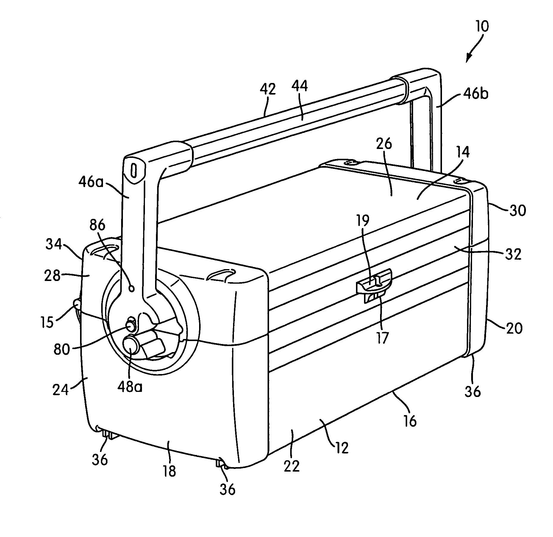 Toolbox with handle having cover locking mechanism