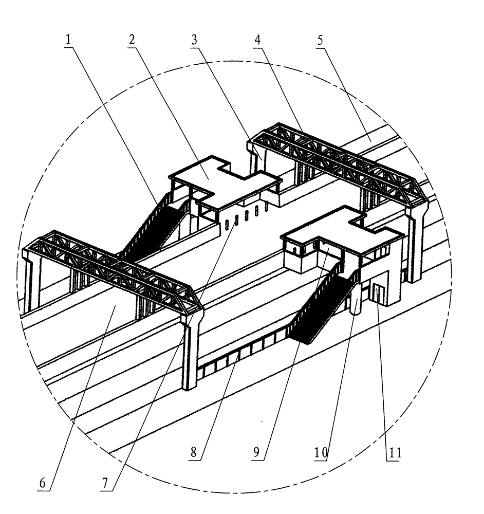 Suspension type urban overhead bus channel