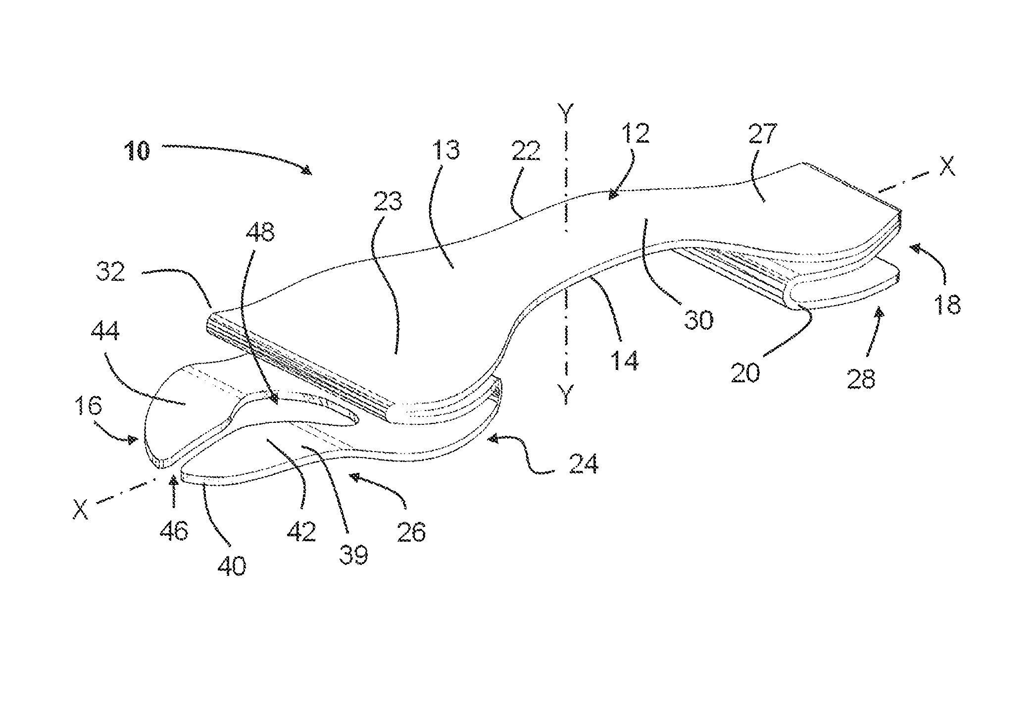 Shoe sole with energy restoring device