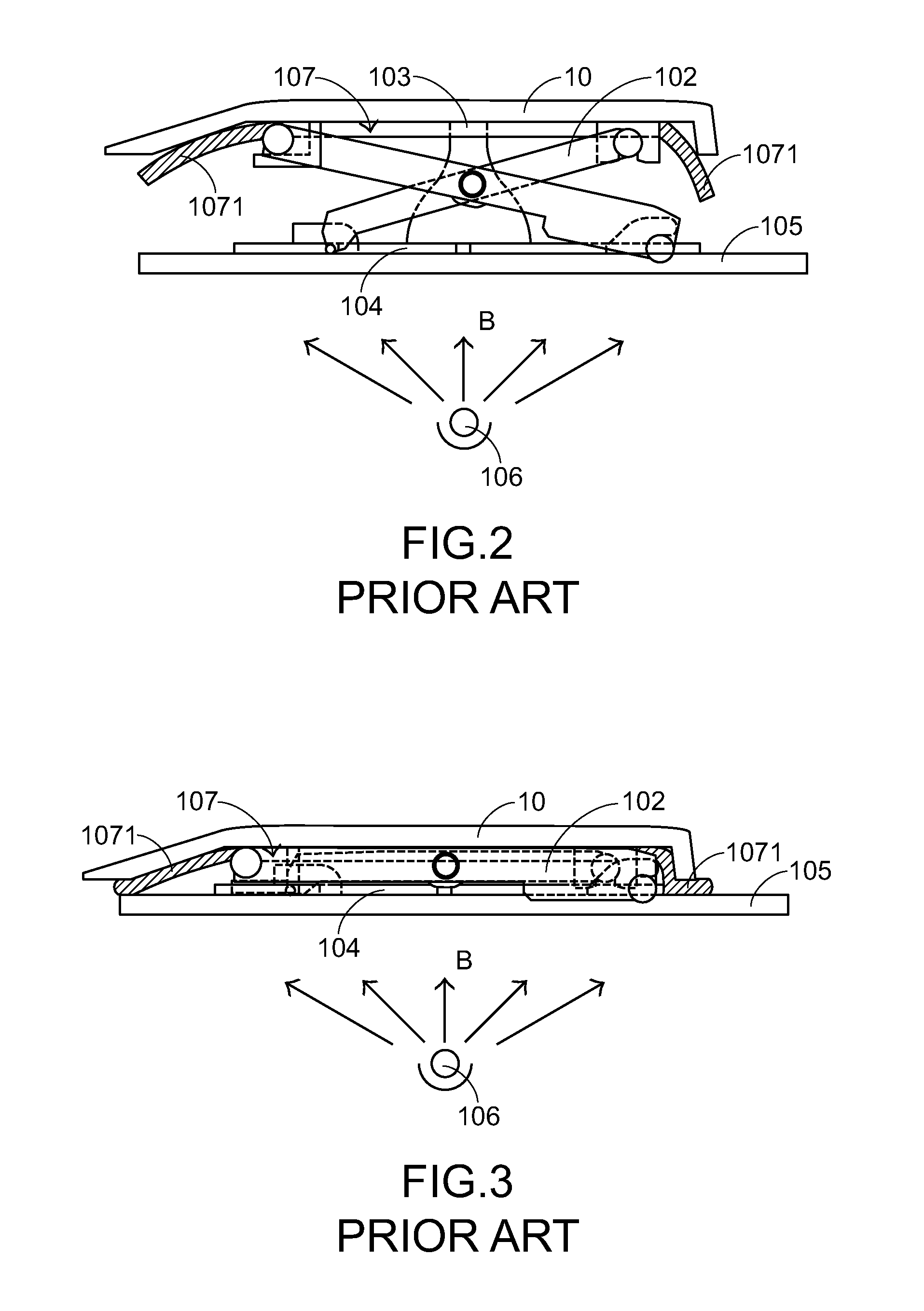 Key structure with scissors-type connecting member