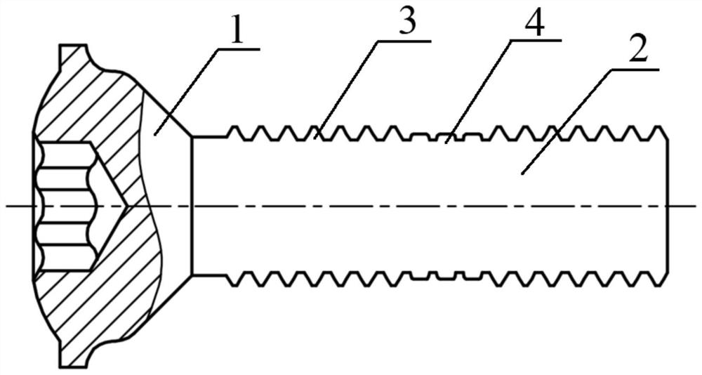 Self-locking check bolt with pressed threads, manufacturing mold and manufacturing method