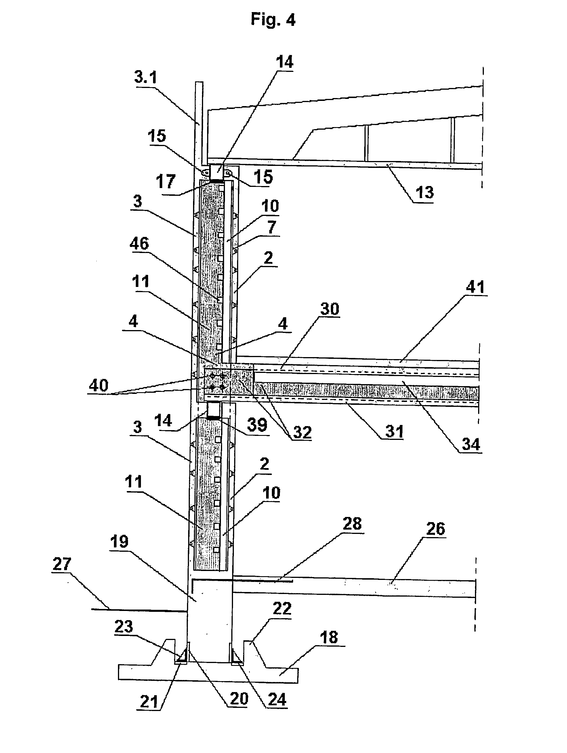 Constructing the large-span self-braced buildings of composite load-bearing wall-panels and floors