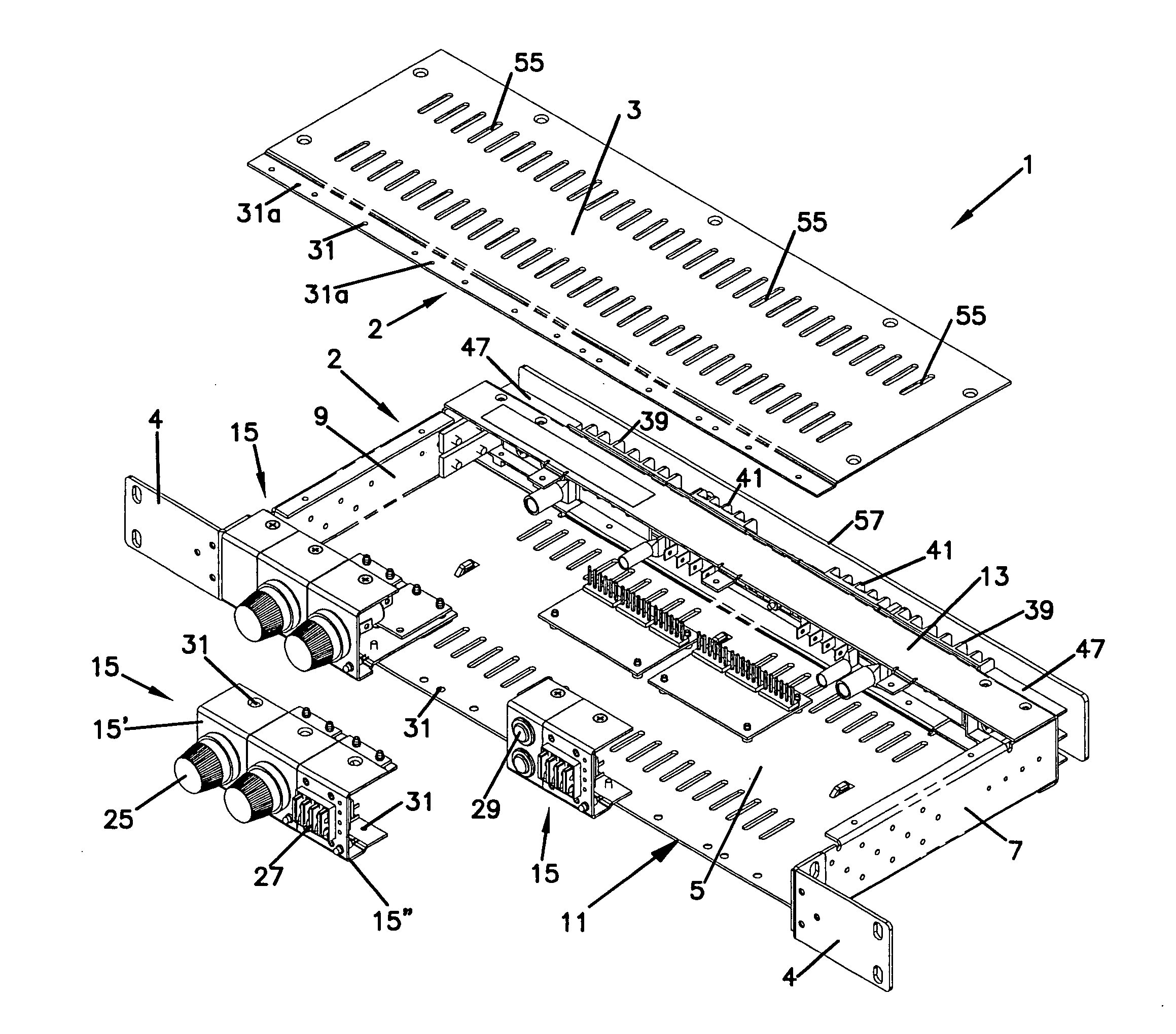 Power distribution panel with modular elements