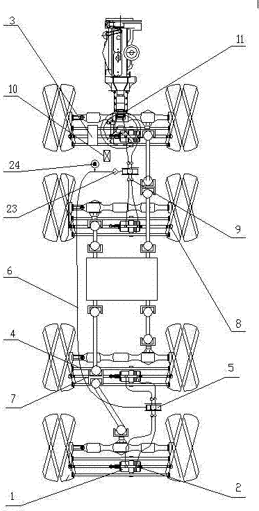 8*8 off-road vehicle steering system and steering method