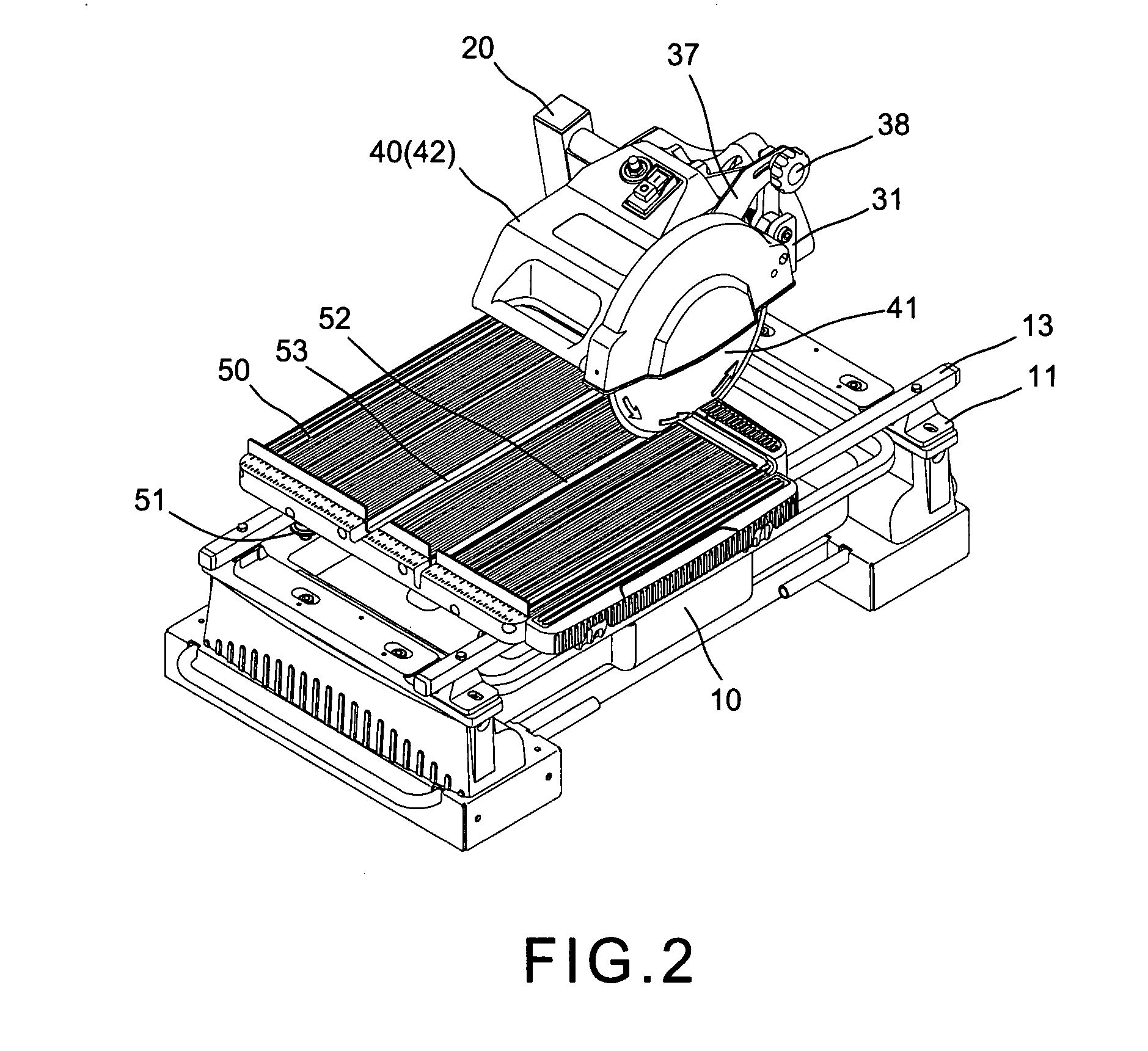 Cutting angle adjustment device for a stone cutter