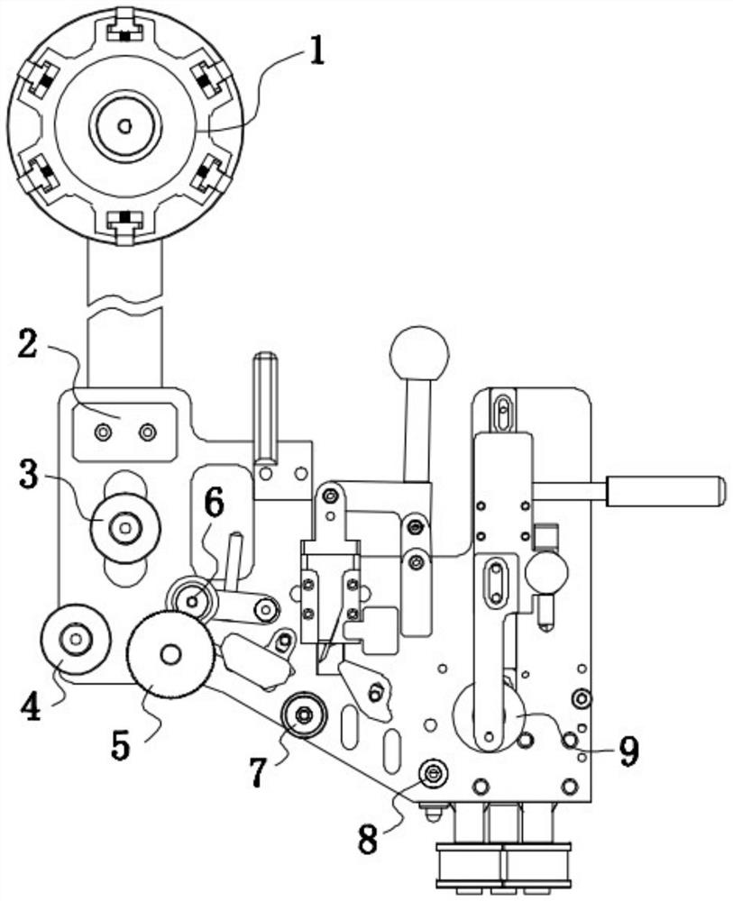 Adhesive tape sticking mechanism for automobile wheel trim