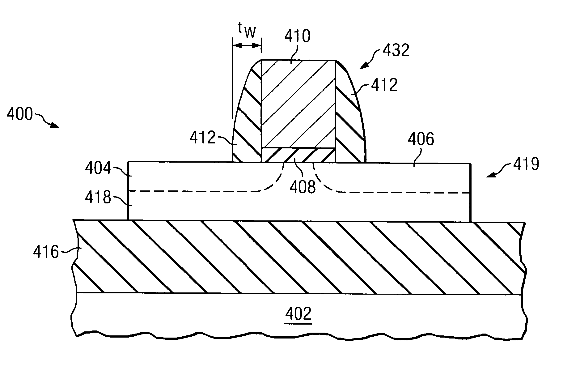 Semiconductor device with raised segment