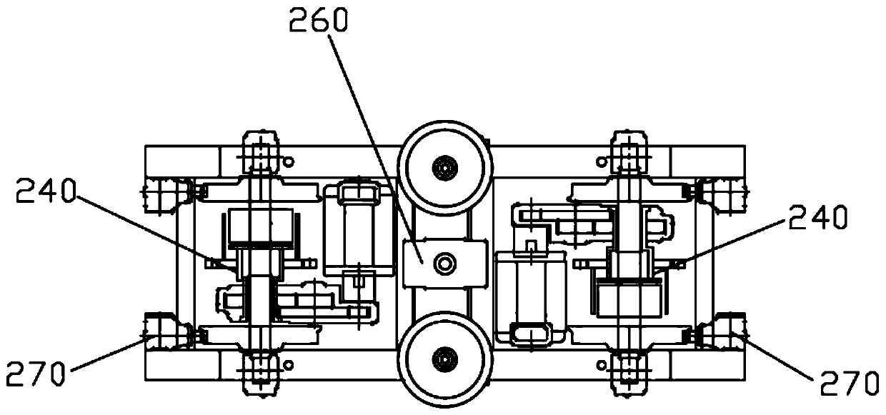 Toothed rail train having power switching function and suspension hinge structure