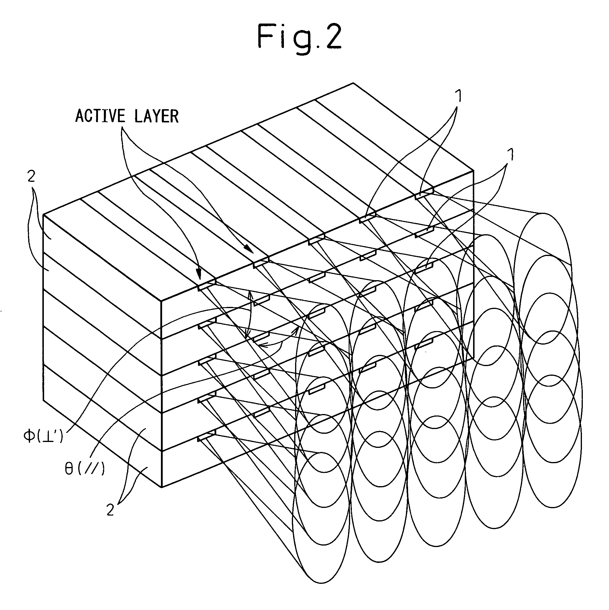 Semiconductor laser apparatus capable of routing laser beams emitted from stacked-array laser diode to optical fiber with little loss