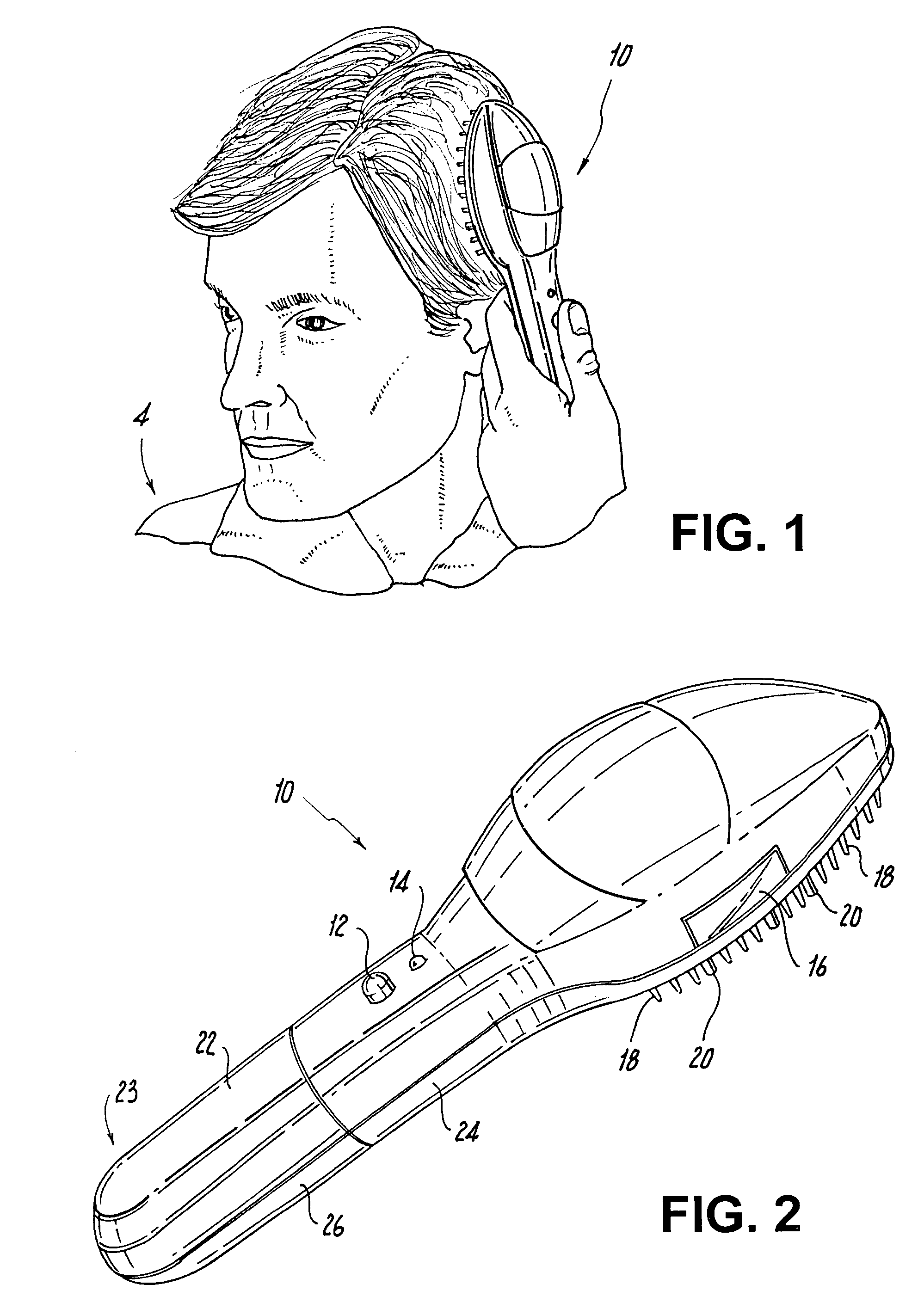 Hair comb, circuitry, and method for laser and galvanic scalp treatment