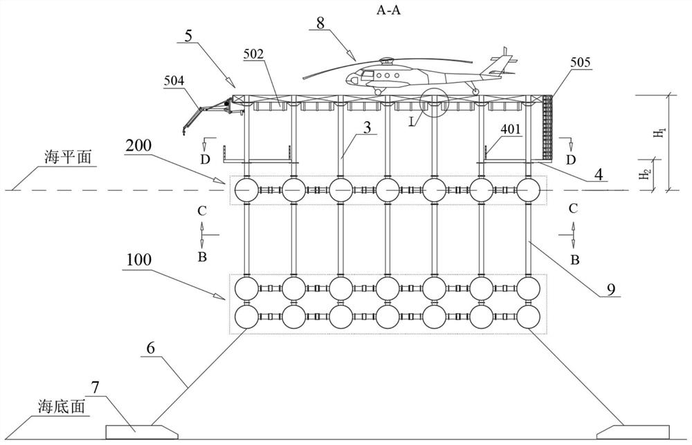 Intelligent new energy semi-submersible offshore floating helicopter platform