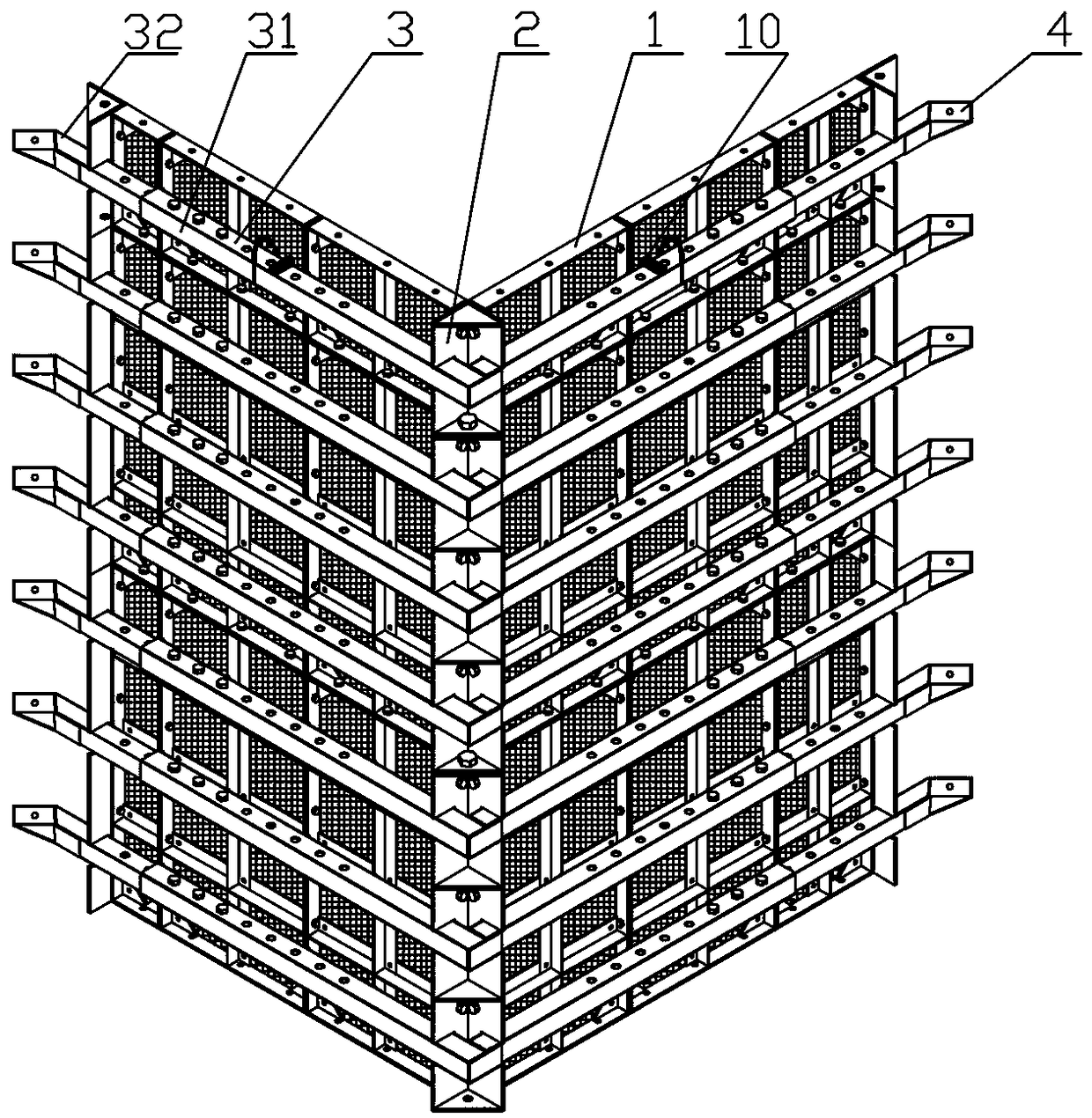 Square stiff column prefabricated section adjustable formwork system and its construction method