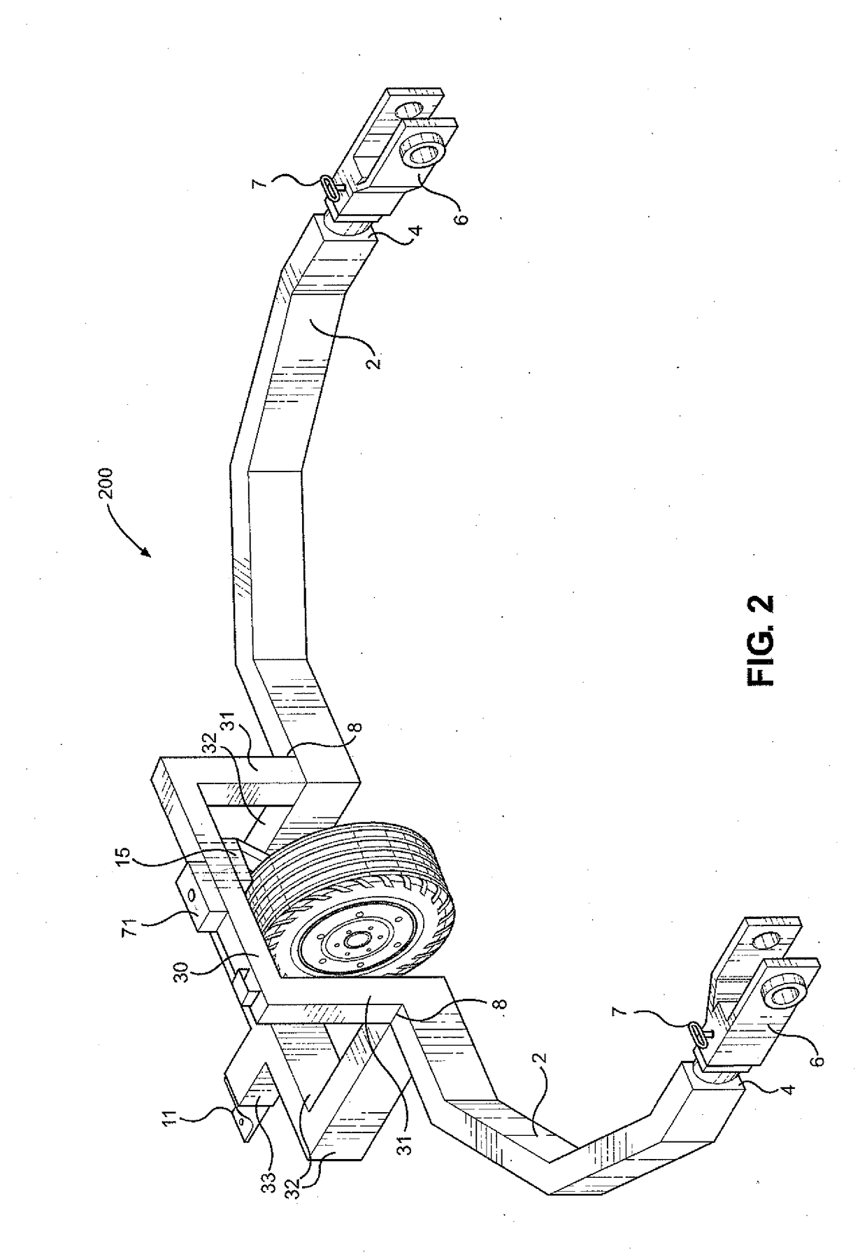 Coupling device to connect two tractor-pulled agricultural implements for tandem-powered operation