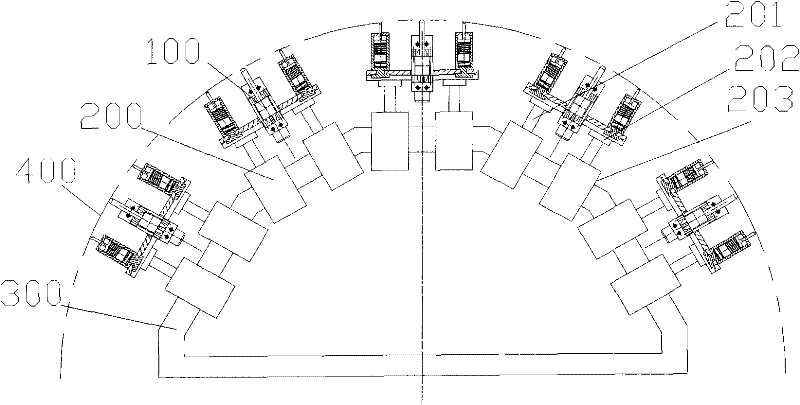 Device and method for positioning, clamping and installing any curved sheet piece in plane