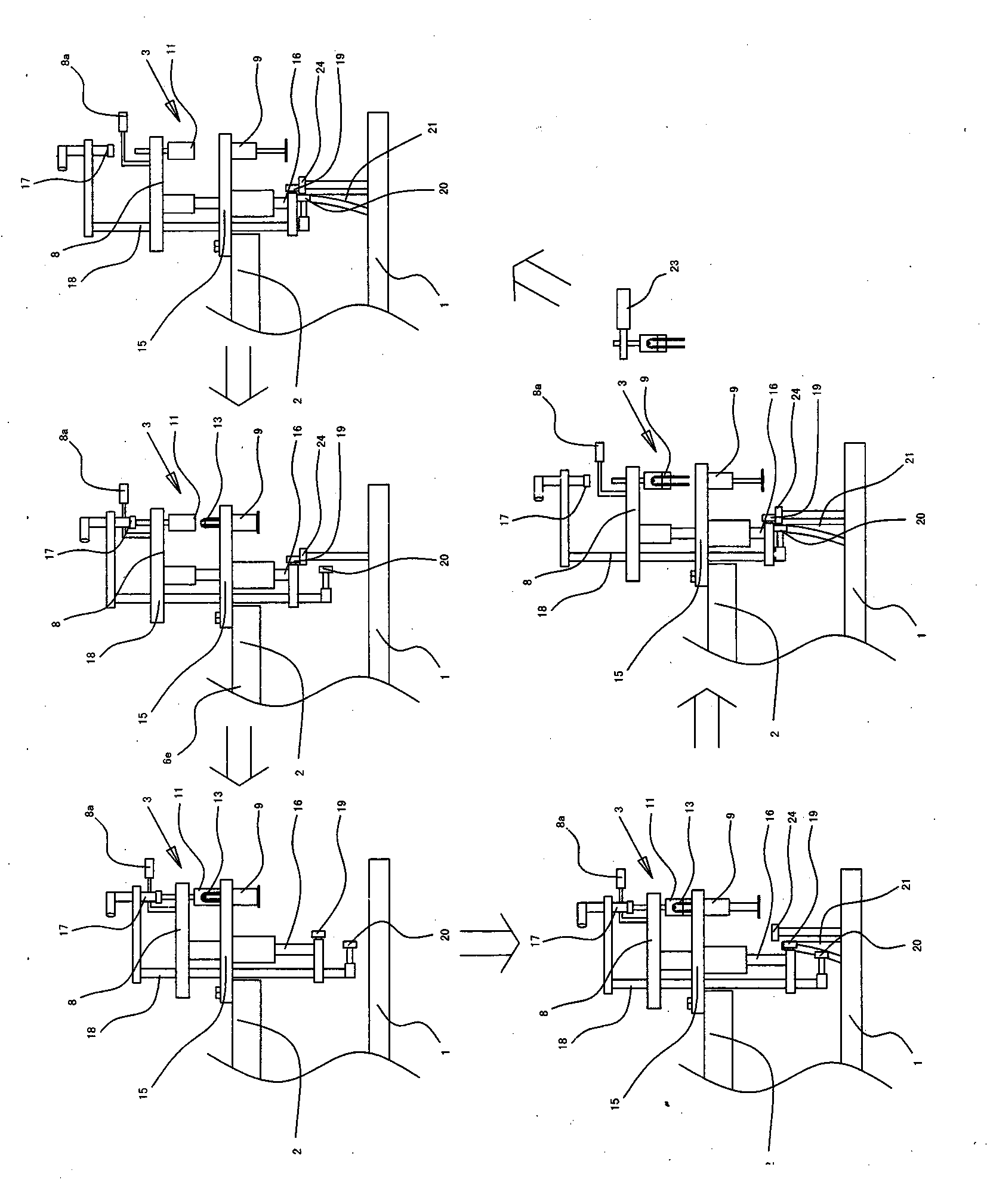 Improved structure of production device burning lamp filaments in glass bulb