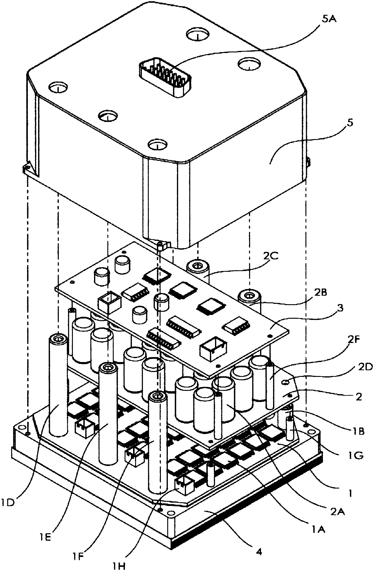 Radiating method of aluminum electrolytic capacitor bunch of power unit of controller for electric vehicle