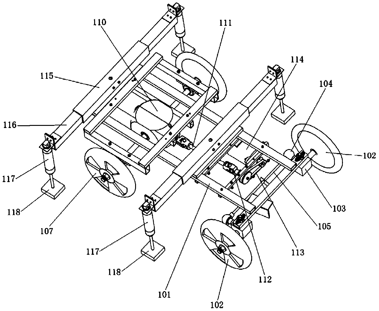 A car chassis of a pneumatic car crane