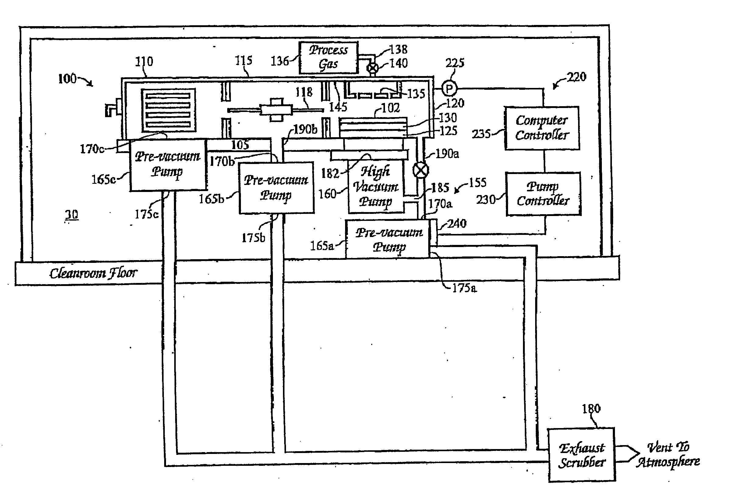 Processing apparatus having integrated pumping system