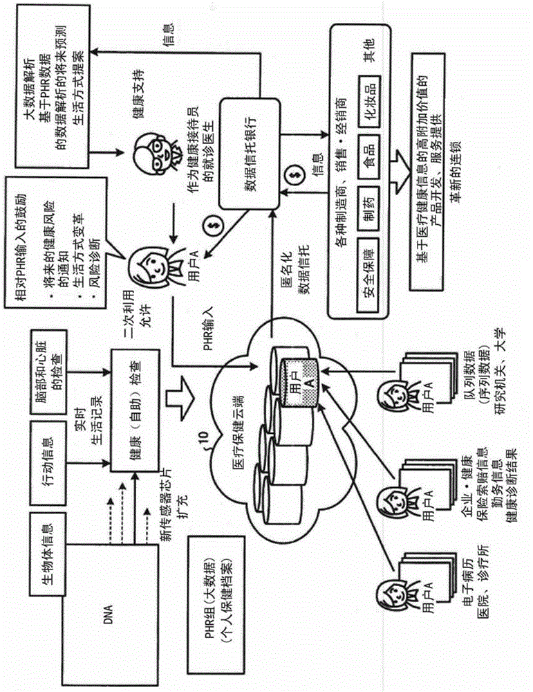 Health information procssing device, health information display device, and method