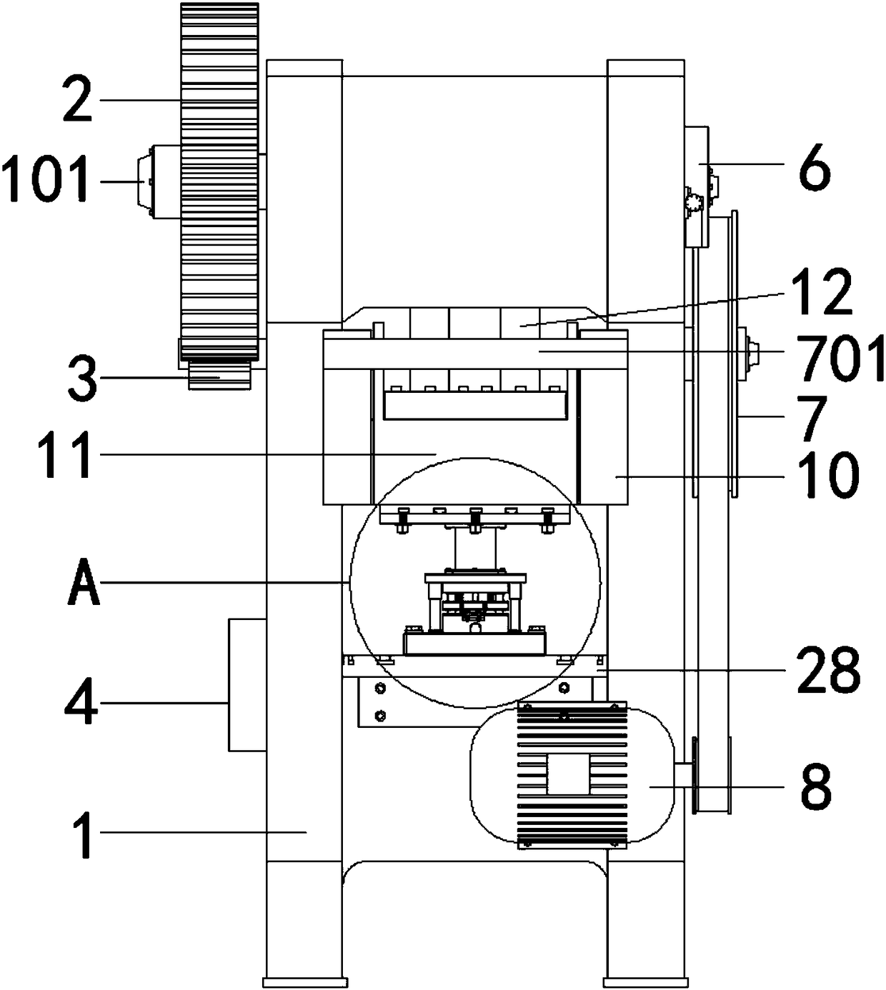 Complete punching apparatus of single-row-of-holes cylinder support