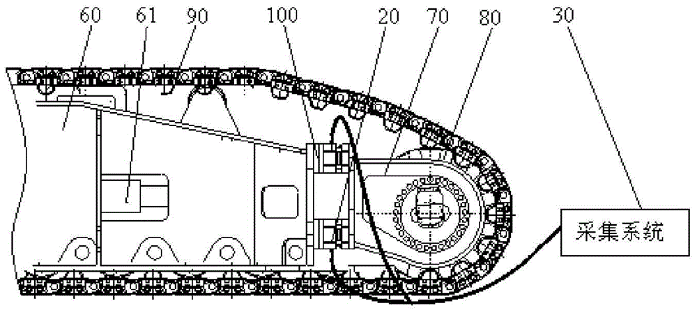 Measuring device for track tension force and crawler vehicle including the measuring device