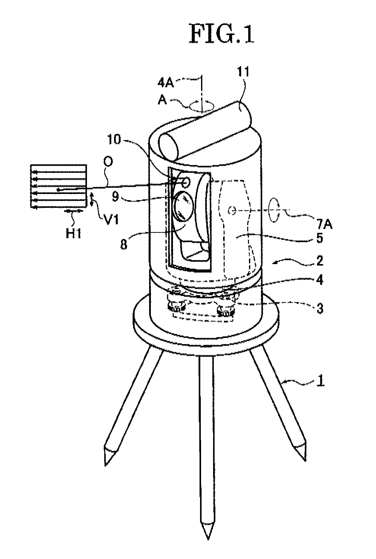 Guide light device, survey apparatus having the guide light device, survey system using the survey apparatus, survey pole used in the survey system, and mobile wireless transceiver used in the survey system