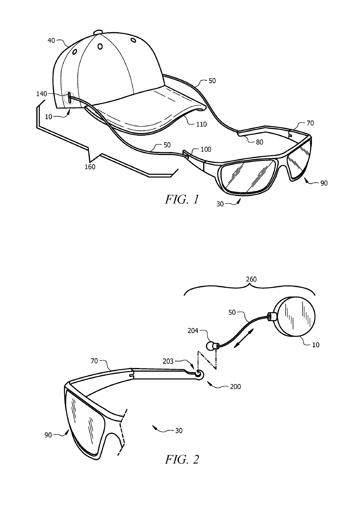 Apparatus for retractable tethering and attachment to and between headgear and eyewear and methods of making and using the same