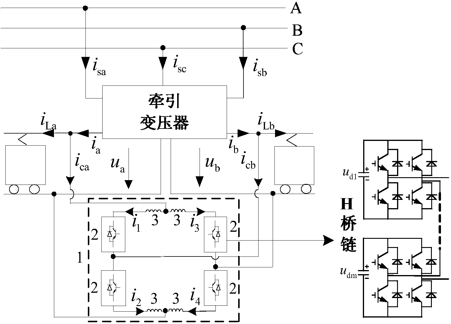 MMCC direct railway power compensator and control method thereof