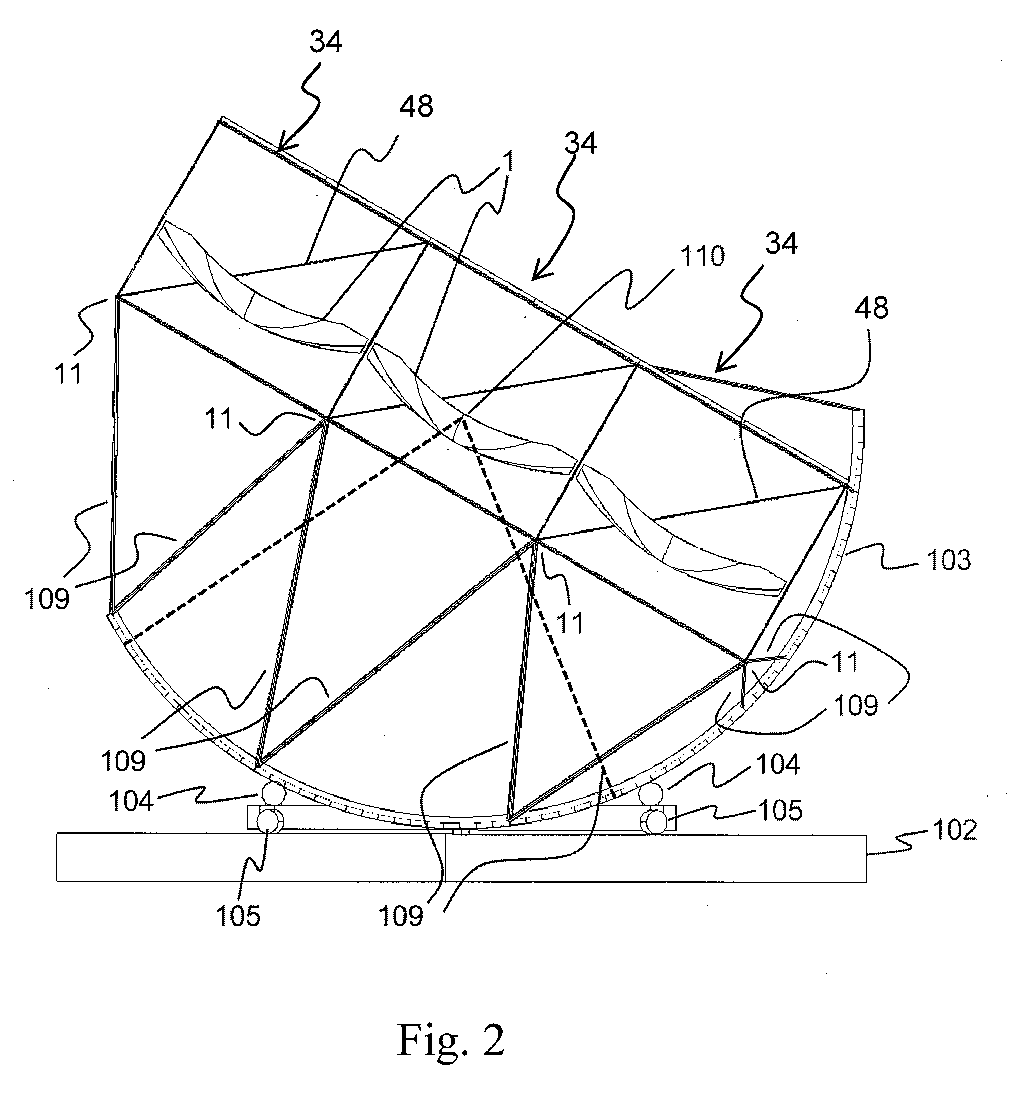 Method of manufacturing large dish reflectors for a solar concentrator apparatus