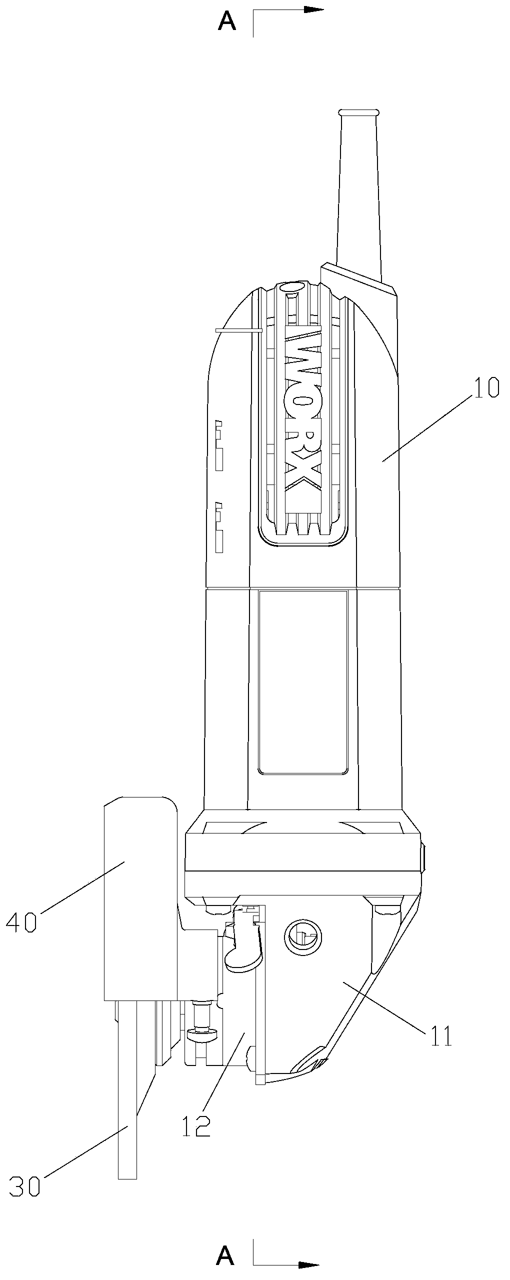 Angle grinder with push rod type stopping mechanism