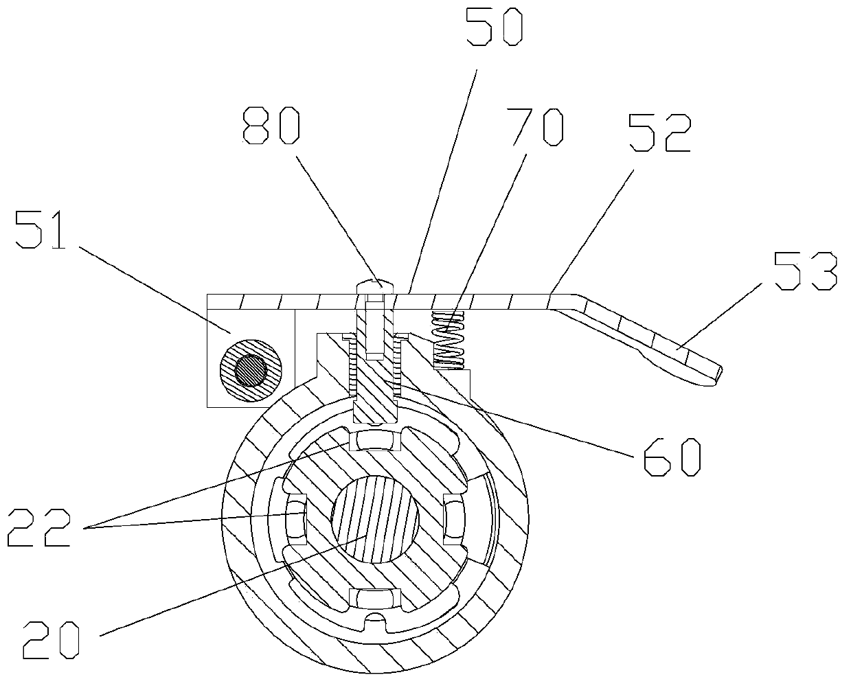 Angle grinder with push rod type stopping mechanism