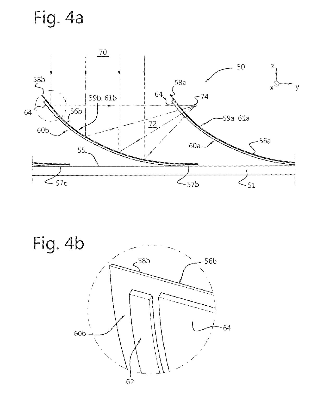 Solar panel with flexible optical elements