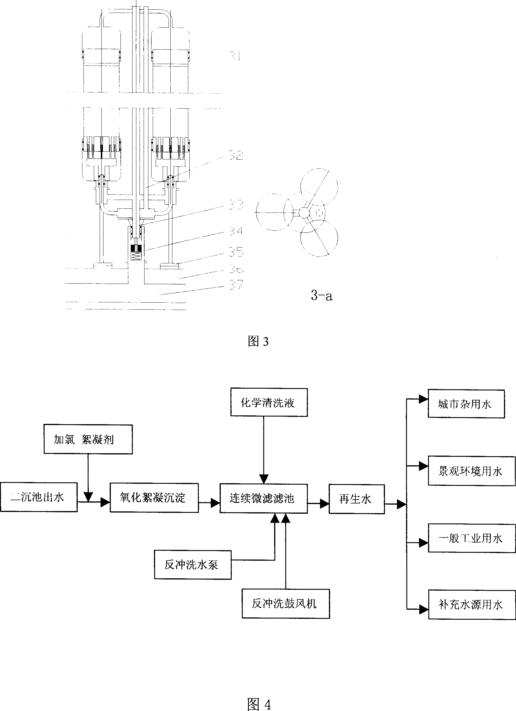 Continuous micro-filtering filtering pool for water treatment and use therefor