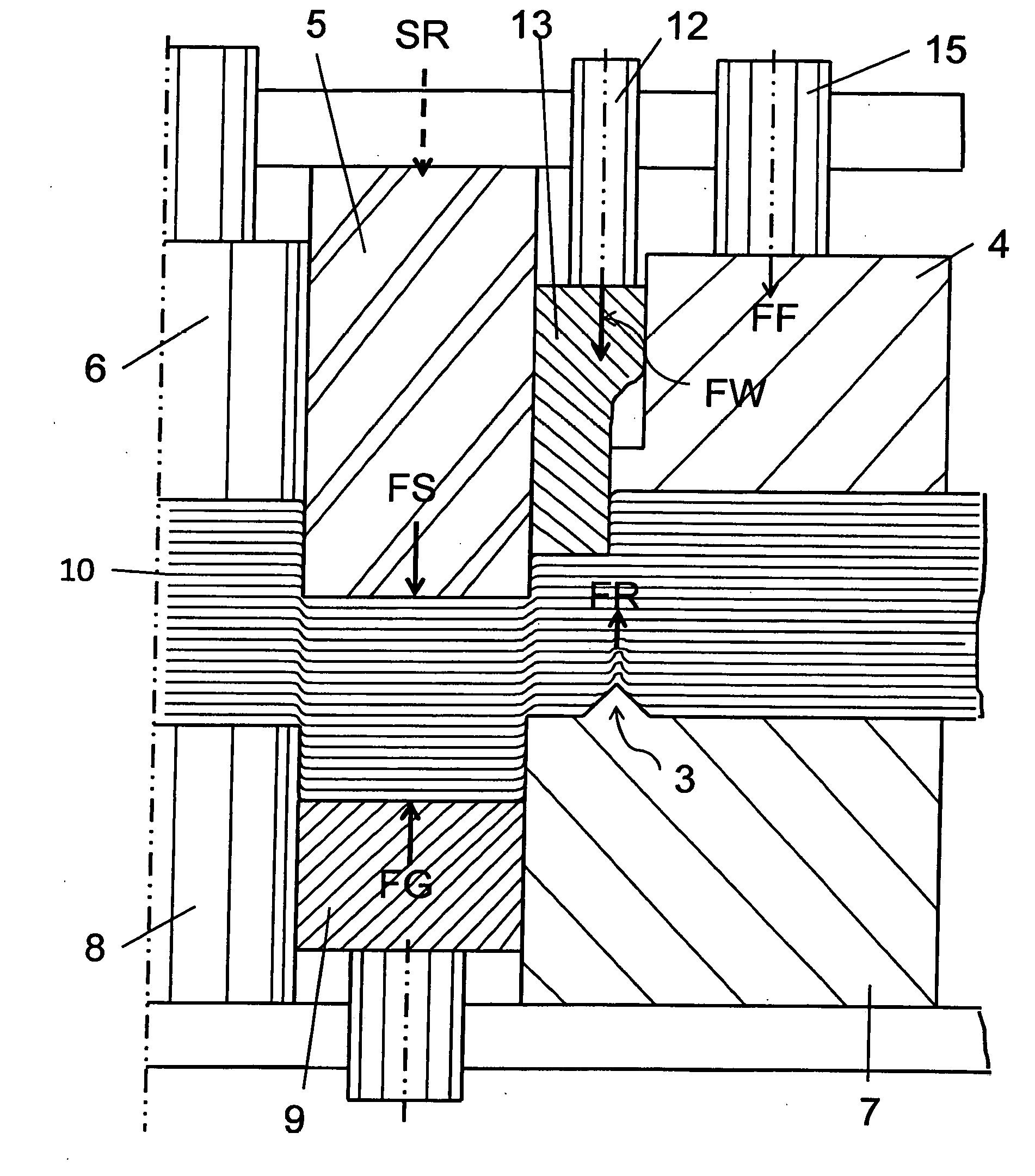 Method and device for the production of a stamping with almost smooth cutting and enlarged functional surface