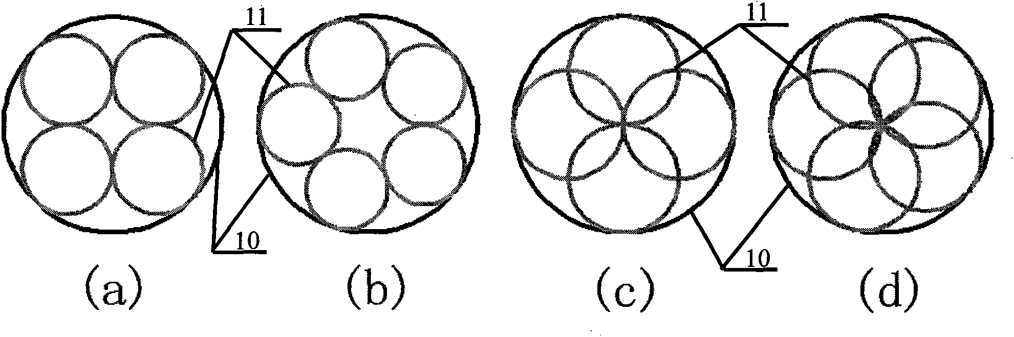 Double-layer triangle and orthogonality mixed distribution circular ring and sub-circular ring array electromagnetic shielding light window