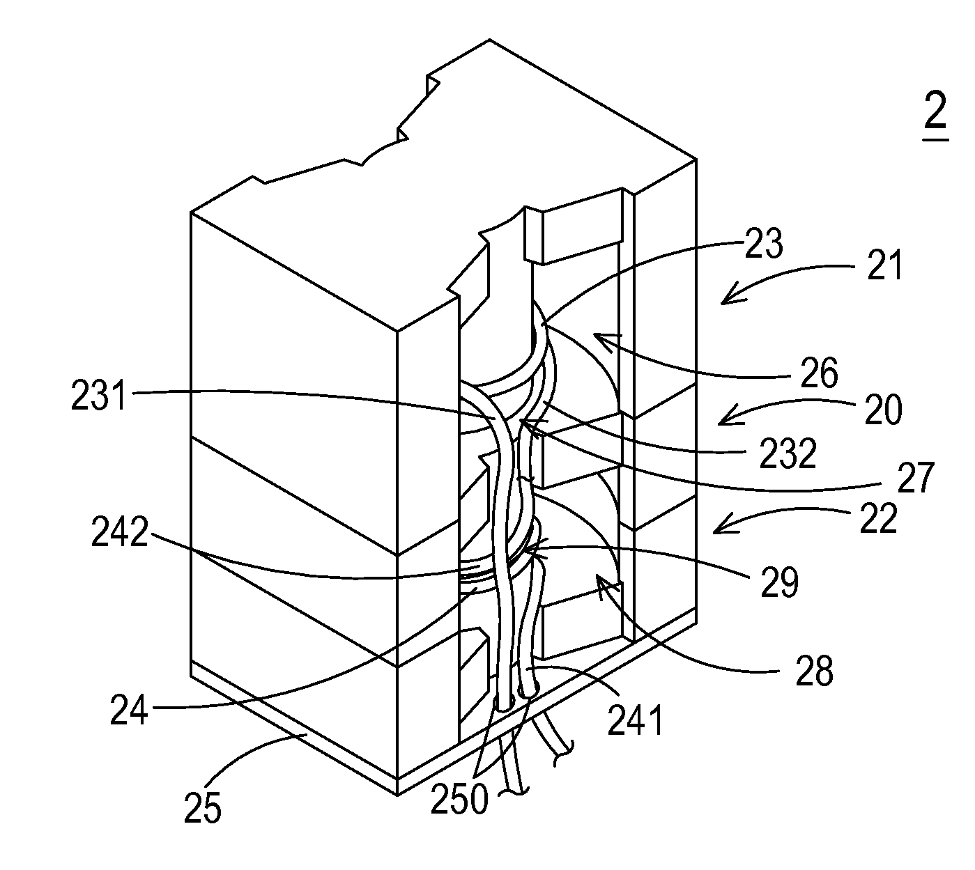 Magnetic element with multiple air gaps